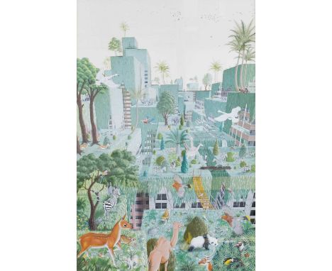 Mike Wilks (b.1947) City Jungle Initialled and dated (19)80, gouache, 47.5cm by 30cm Mike Wilks was born in London and studie