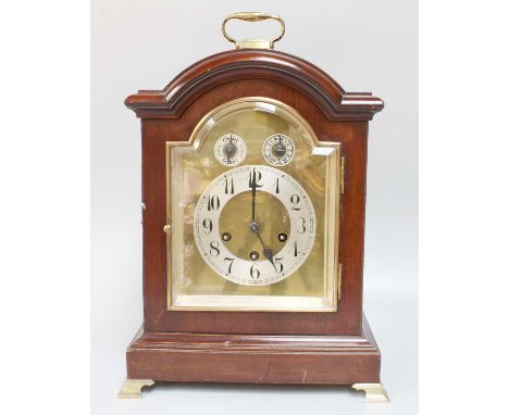 An Edwardian Mahogany Bracket ClockIn working order and chiming, with pendulum and key