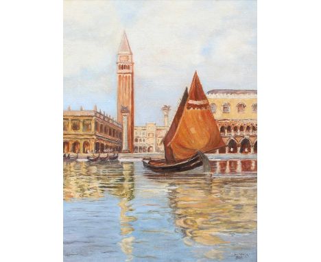 S*Gowgill (20th Century)St. Mark's Square, Venice, from the lagoonSigned and dated 1930, oil on canvas, 49.5cm by 37cmGeneral