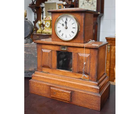 A Mahogany Single Fusee Mantel clock, circa 1900, 61cm by 52cm by 24cmBy repute this clock was originally from Westminster Ba