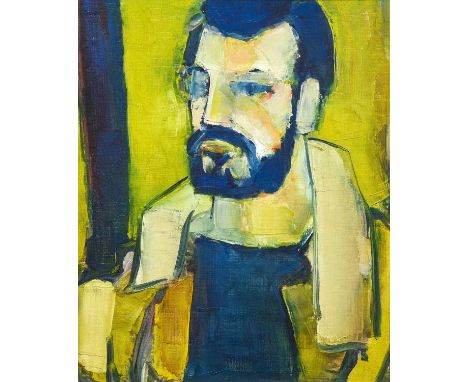 Andre Bergeron (b.1937) CanadianSelf portrait?Signed and inscribed verso, oil on canvas, 53cm by 44.5cm