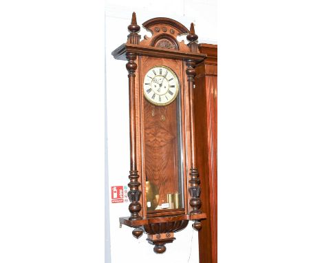 A Vienna Type double Weight Driven Striking Wall Clock, circa 1890, 116cm highWith pendulum and two weights