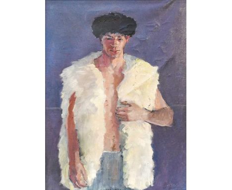 John Carter (1922-2004) "Dressed for" Signed and inscribed, oil on canvas, together with a portrait of a young man in boxing 