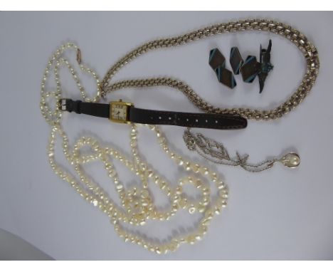 A Miscellaneous Collection of Jewellery, including a solid silver bark-finish necklace, approx 38 cms long (22 gms), pearl an