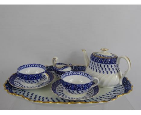 19th Century Copeland Cabriolet Tea Set, 'Old Crow', Reg 159276, comprising tea pot, milk jug, sugar bowl, two cups and sauce