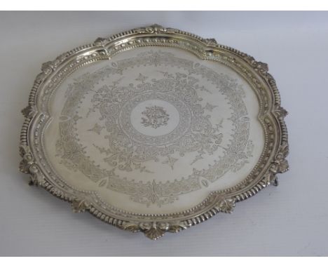 A Late Victorian Silver Tray, Sheffield hallmark, dated 1899, mm Harrison Bros & George Howson, approx 27 x 29 cms, approx 56