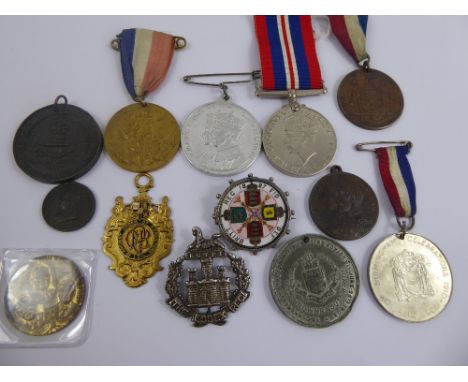A Collection of Medallions, including King George V and Queen Mary coronation, Defence medal, Order of the Foresters medallio