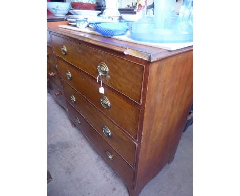 An Antique Chest of Drawers, four graduated drawers, raised on bracket feet, approx 50 x 103 x 100 cms, with brass oval drawe
