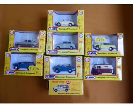 Quantity of Boxed  Die Cast 1:76 Scale Transport Treasures, including Triumph Saloon Primrose Yellow, Triumph Herald Hood Dow