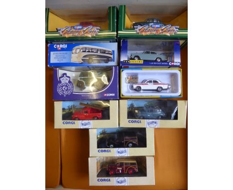 Quantity of Boxed Die Cast Corgi Cars, including AEC 508 Cabover, Jaguar Mark II, Ford Anglia Van, Morris Minor Covertible, M