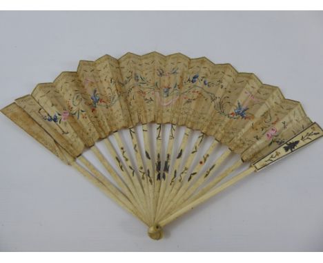 A Quantity of Miscellaneous Fans, including delicate lace, linen, paper with mother-of-pearl and ivory sticks. (af)