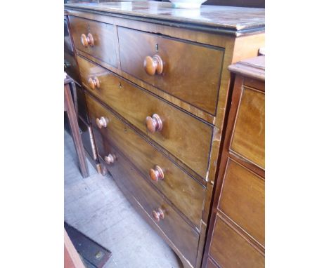 A Mahogany Chest of Drawers, two short and three graduated long drawers, raised on bracket feet, approx 100 x 51 x 108 cms. (