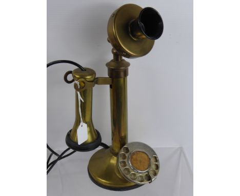 A Vintage Brass Table Rotary Dial Telephone.