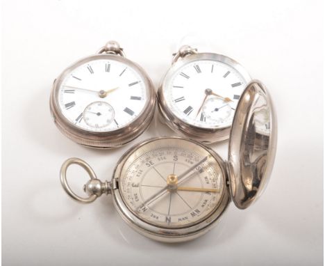 Victorian silver cased pocket watch, Chester 1891, verge movement, signed H F Gallop, London 17108, diameter 5.2cm, another V