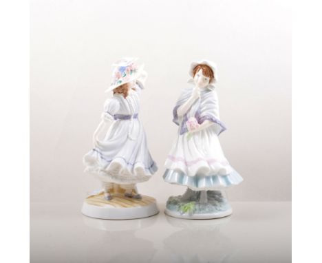 Three Royal Worcester white porcelain groups, Once Upon a Time, 23cm, New Arrival and First Steps, together with two other Ro