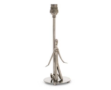 Hagenauer WerkstatteFigural lamp, circa 1930sChromed metal,Underside stamped 'MADE IN AUSTRIA' and 'WHW'29cm high
