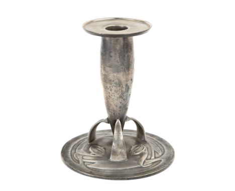 Archibald Knox (1864-1933) for Liberty & CoTorpedo shaped candlestick, circa 1905PewterStamped 'TUDRIC 0221'14.5cm high.Liter