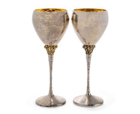 Stuart Devlin (1931-2018)Pair of wine goblets, 1975Silver, silver giltEach stamped 'SD' and hallmarked for London20.7cm high,