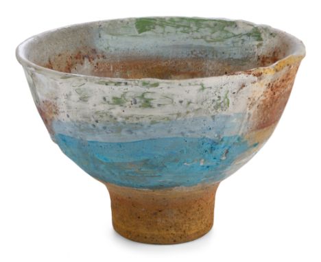Robin Welch (1936-2019)Footed bowl, 1990StonewareUnderside impressed 'RW 90'13.5cm hi, 20cm diam(ARR)Condition Report:  No da