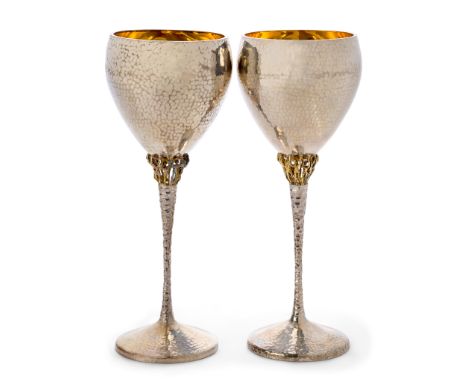 Stuart Devlin (1931-2018)Pair of wine goblets, 1975Silver, silver giltEach stamped 'SD' and hallmarked for London20.7cm high,