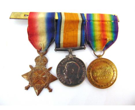 A GREAT WAR TRIO OF MEDALS TO PRIVATE W. WALLBRIDGE, DORSETSHIRE REGIMENT LATER OXFORDSHIRE &amp; BUCKINGHAMSHIRE LIGHT INFAN