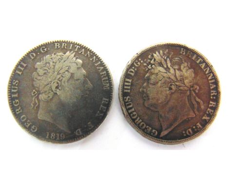 GREAT BRITAIN - ASSORTED SILVER COINAGE  comprising a George III (1760-1820), crown, 1819 (LIX); and George IV (1820-1830), c