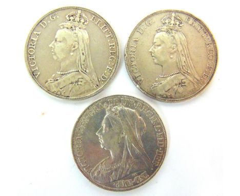 GREAT BRITAIN - ASSORTED SILVER COINAGE  comprising a Victoria (1837-1901), crown, 1888; Victoria, crown, 1889; and Victoria,