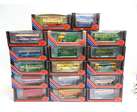 SEVENTEEN 1/76 SCALE EXCLUSIVE FIRST EDITIONS DIECAST MODEL BUSES  each mint or near mint and boxed.