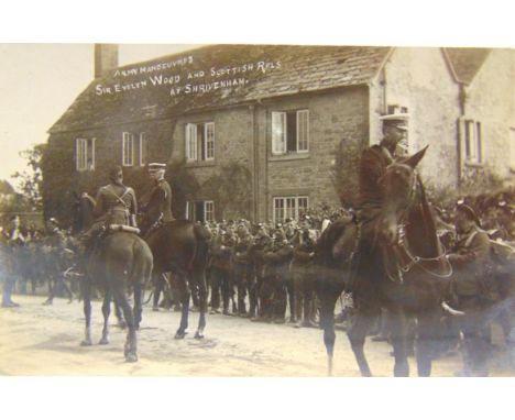 POSTCARDS - MILITARY  Approximately 145 cards, comprising real photographic views of Army Manoeuvres - Lord Roberts with Lady