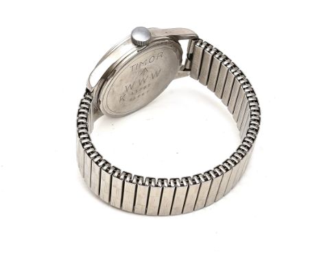 A TIMOR BRITISH MILITARY ISSUE STAINLESS STEEL WRISTWATCHCirca 1945Movement: Timor Swiss Made 15 Jewels, Cal. 6060Case-back: 