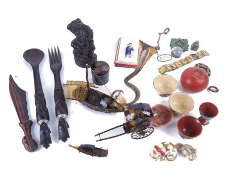 A GROUP OF SOUTH-EAST ASIAN OBJECTS INCLUDING A FOLIO OF CHINESE GOUACHE PAINTED FIGURES ON RICE PAPERLate 19th Century &amp;