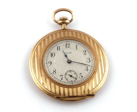 A VULCAIN GOLD CASED, KEYLESS WIND OPENFACED DRESS WATCHWith an unsigned jewelled lever movement, the signed silvered dial wi