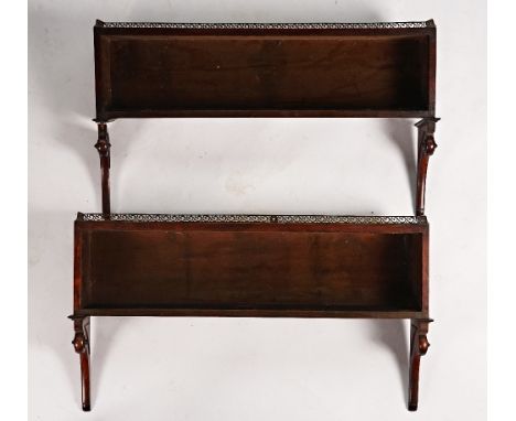 A PAIR OF REGENCY DESIGN BRASS MOUNTED ROSEWOOD OPEN WALL SHELVES (2)With bracket supports, 93cm wide x 53cm high