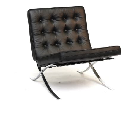 AFTER A DESIGN BY MIES VAN DER ROHE &amp; REICH; A POLISHED CHROME ‘BARCELONA’ LOUNGE CHAIRWith two button-down leather cushi