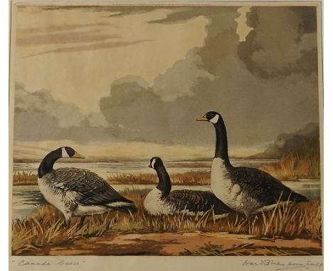 REUBEN WARD BLINKS (BRITISH, 1880-1950) (3)Canada Geesesigned and titled 'Ward Blinks' (in lower margin)aquatint29 x 35.5cmAR