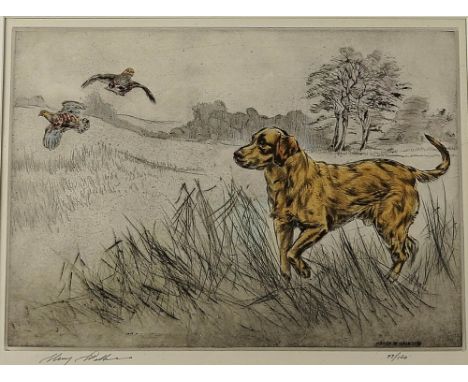 HENRY WILKINSON (BRITISH, 1921-2011) (2)Retriever with partridge; Pointers on the scenta set of two, each signed 'Henry Wilki