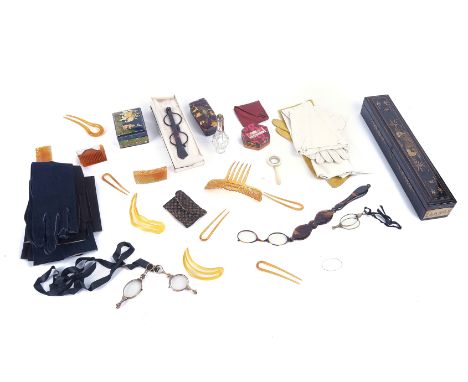 A GROUP OF COLLECTABLES19th Century &amp; LaterComprising; three pairs of gilt metal lorgnettes, two pairs of tortoiseshell f