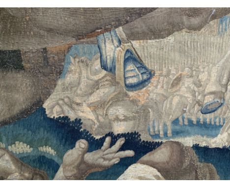 WNAI - A FLEMISH HISTORICAL TAPESTRY FRAGMENTProbably mid-17th Century, probably Brussels, depicting a battle scene, woven in