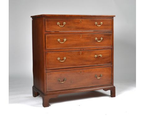 A GEORGE III INLAID MAHOGANY CHESTWith four long graduated drawers on bracket feet; 95cm wide; 49cm deep; 104cm highCondition
