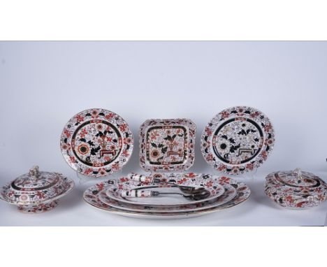 AN ASHWORTH BROS IRONSTONE `JAPAN' PATTERN ASSEMBLED PART DINNER AND DESSERT SERVICE (82)Circa 1880, comprising; a two-handle