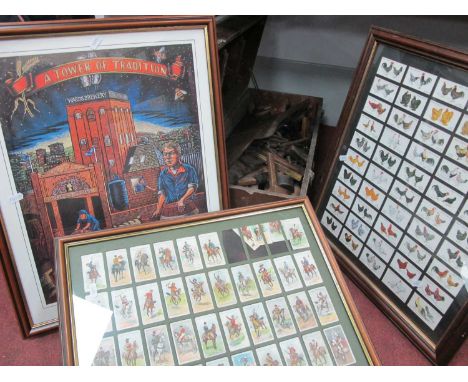 Tools - Bailey No 6 Plane, Chesterman Rule, marking gauges, etc, in box. Don Cameron Ward's Brewery print, 2 cigarette card m