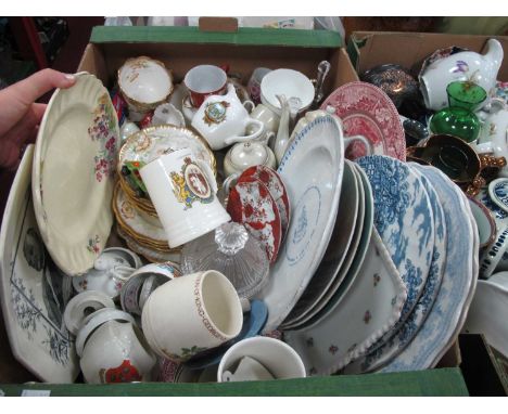 Pair of XIX Century Plates "Asiatic Pheasants", commemorative ware, tea service, etc:- One Box