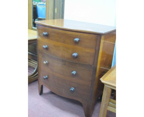 XIX Century Mahogany Bow Fronted Commode, top with a hinged and folding top, on bracket feet, 61cm wide.