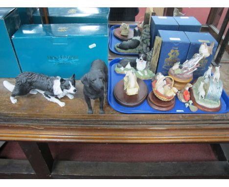 Border Fine Art, 'Keeping Watch Bookend', 'Lambs &amp; Renaissance' 'Wren' (dam):- One Tray. Leonardo Labrador and Border Col