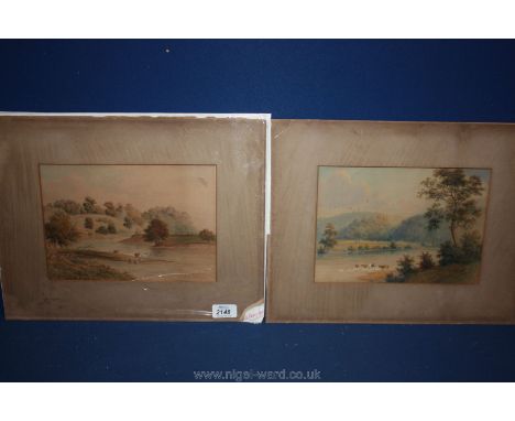 A pair of Watercolours by G. R. Gill showing scenes of the River Wye to include Goodrich Castle and possibly The Weir