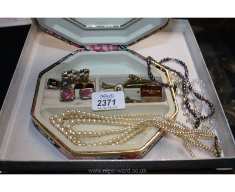 A jewellery Box containing cufflinks, pendant, etc.,