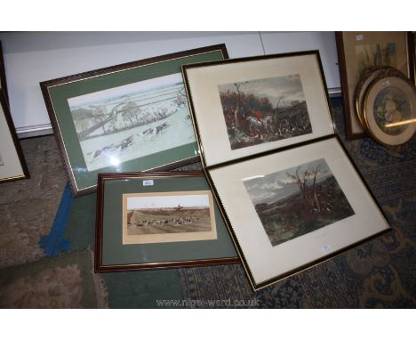Four Hunting Prints - 'Drawing Cover', 'Dead Beat' and a Cecil Aldin Print
