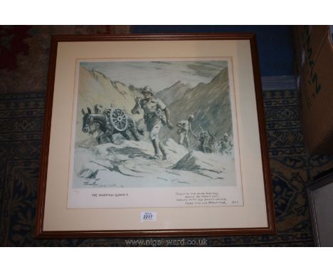A framed and mounted Limited Edition 111/750 Snaffles Print titled 'The Mountain Gunner'.