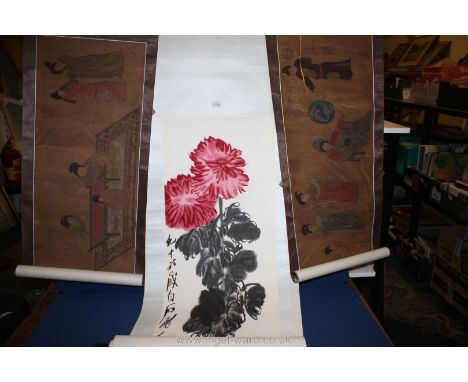 Three Chinese scroll Paintings 