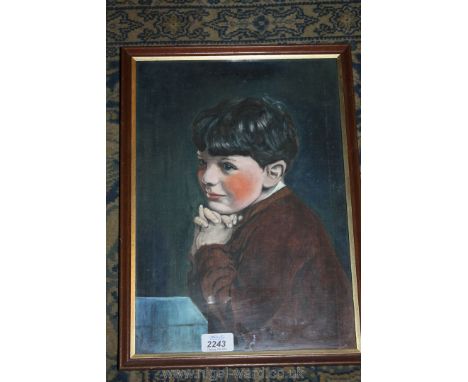 A 1930's Pastel Watercolour showing a Portrait of a young Boy